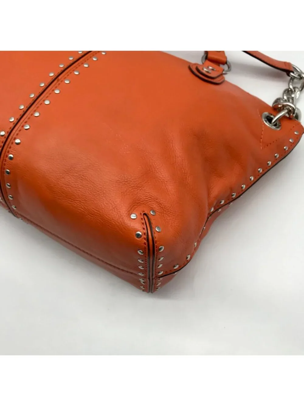 Michael Kors Tangerine Leather Astor Chain Convertible Satchel Bag
